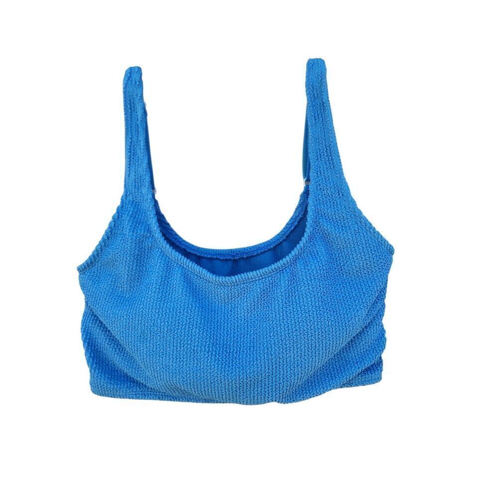 Bar III Cobalt Tank Bikini Swim Top Textured Built In Shelf Bra Womens Size M